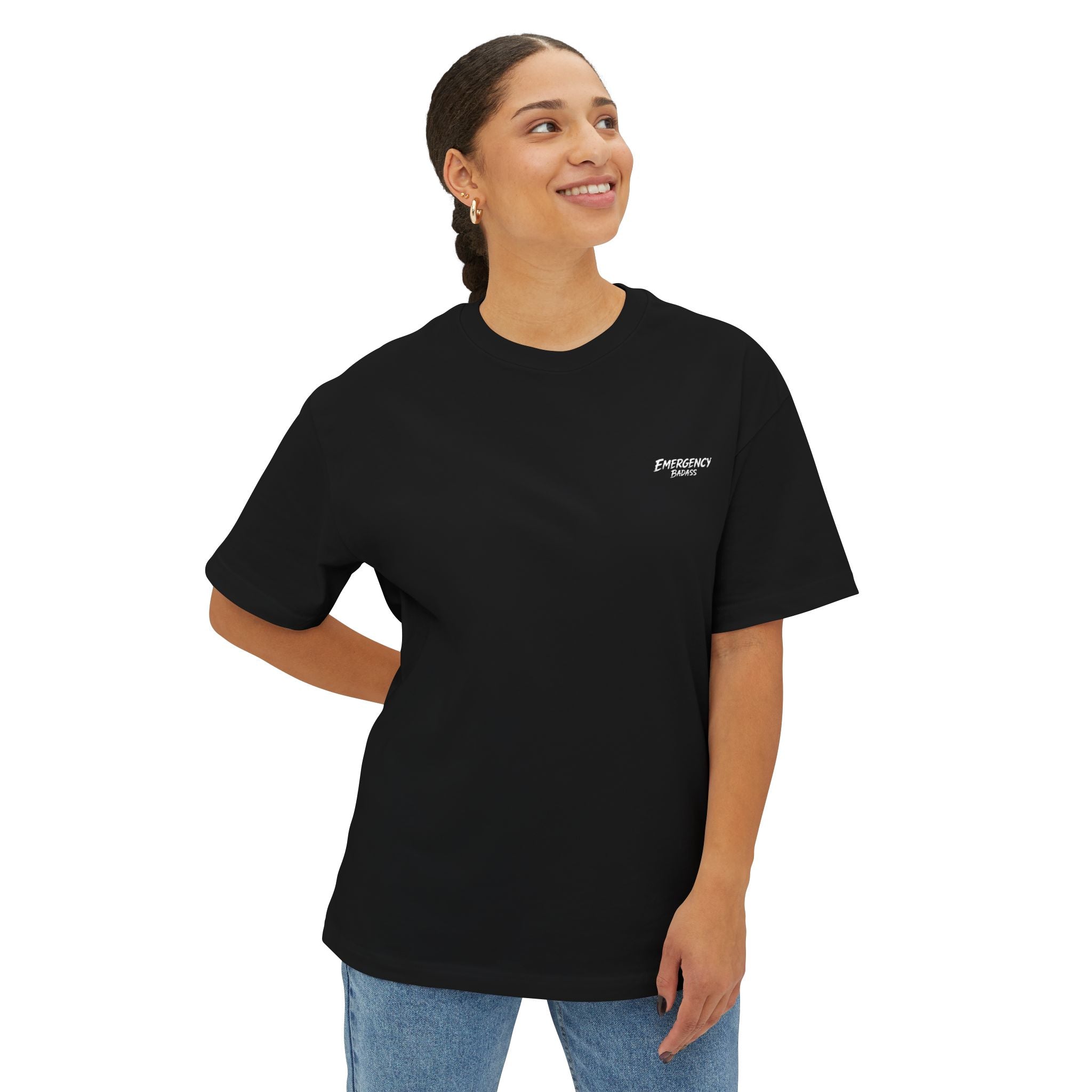 EMT Emergency Badass Tee — Oversized Boxy T-Shirt for Paramedics & First Responders